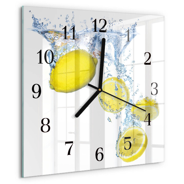 Wanduhr aus glas Zitronen