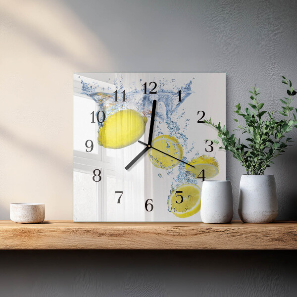 Wanduhr aus glas Zitronen