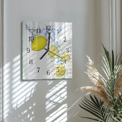 Wanduhr aus glas Zitronen
