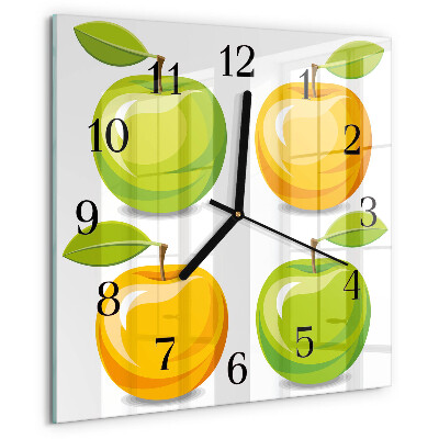 Wanduhr aus glas Äpfel