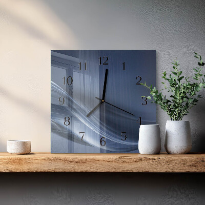 Wanduhr aus glas Blaue Wellen