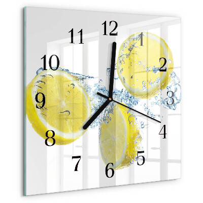 Wanduhr aus glas Zitronen