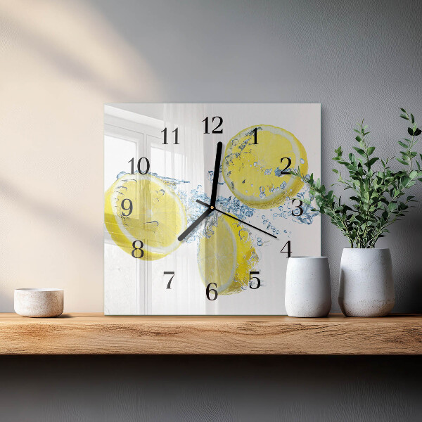 Wanduhr aus glas Zitronen
