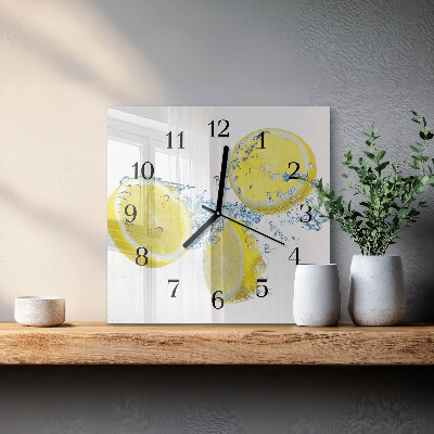 Wanduhr aus glas Zitronen