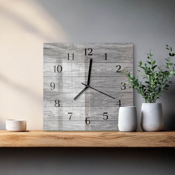 Wanduhr aus glas Graues Holz