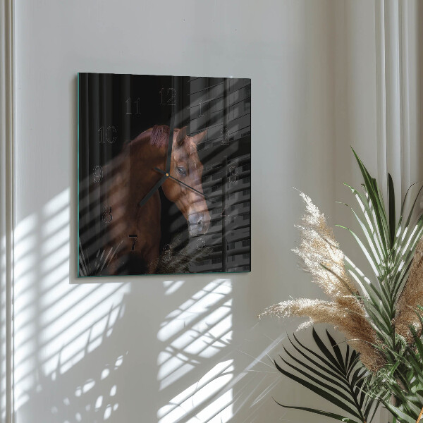 Wanduhr aus glas Pferd