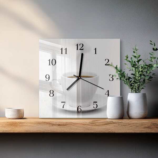 Wanduhr aus glas Tasse Kaffee