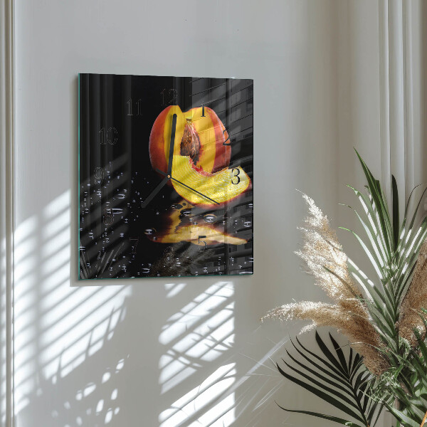 Wanduhr aus glas Pfirsich
