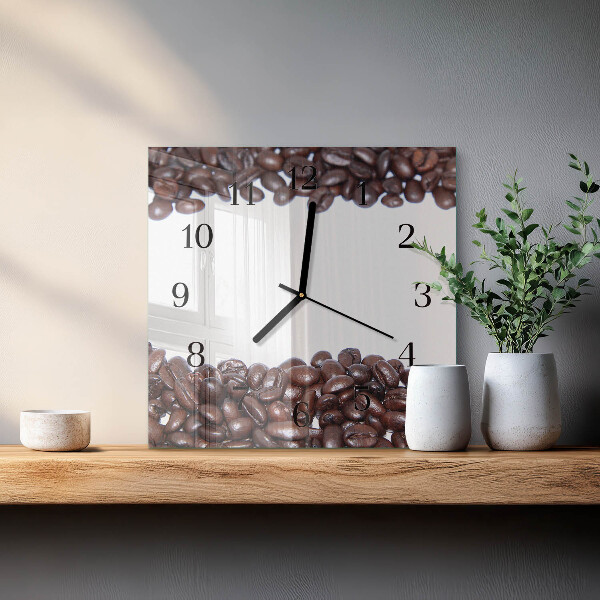 Wanduhr aus glas Kaffeebohnen