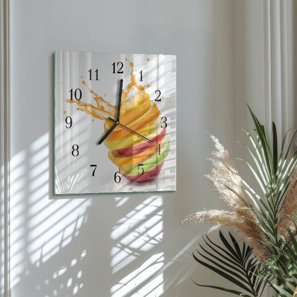 Wanduhr aus glas Obst