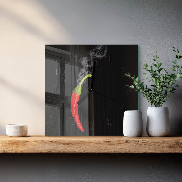 Wanduhr aus glas Chili-Pfeffer