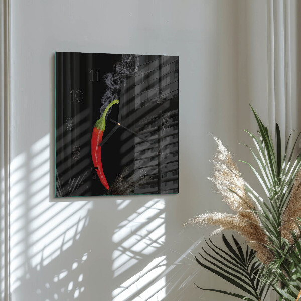 Wanduhr aus glas Chili-Pfeffer