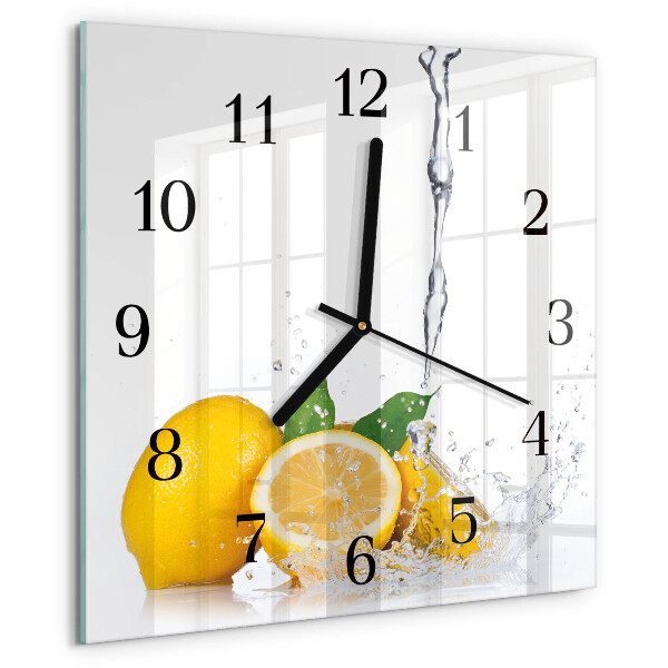 Wanduhr aus glas Zitronen