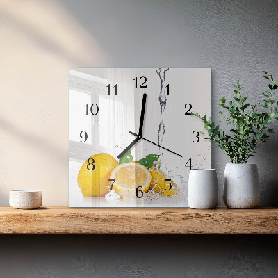 Wanduhr aus glas Zitronen