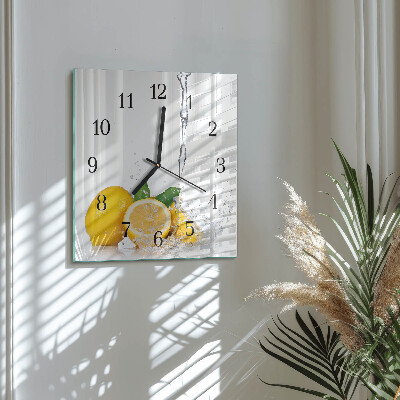 Wanduhr aus glas Zitronen