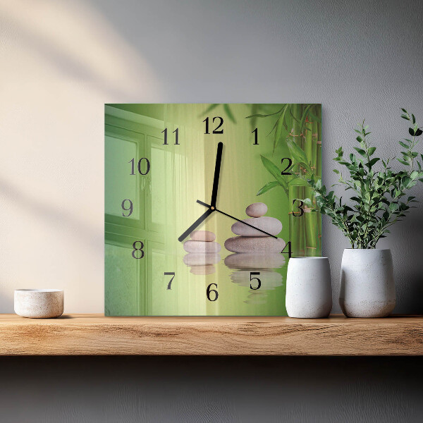 Wanduhr aus glas Zen-Steine