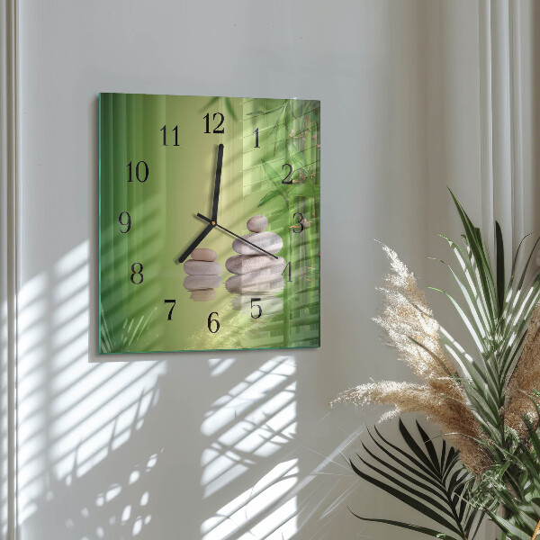 Wanduhr aus glas Zen-Steine