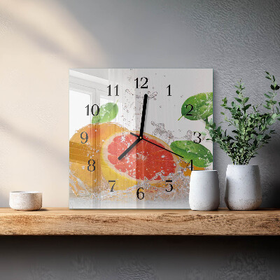 Wanduhr aus glas Grapefruit