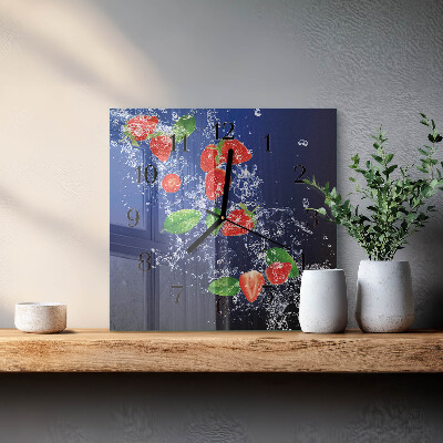 Wanduhr aus glas Erdbeeren