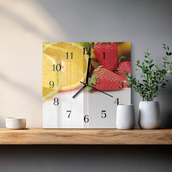 Wanduhr aus glas Obst