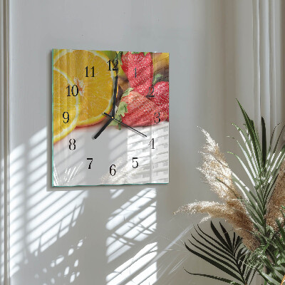 Wanduhr aus glas Obst