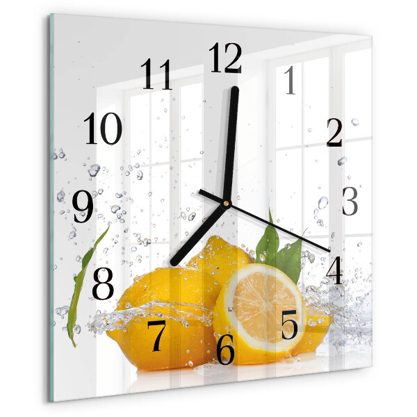 Wanduhr aus glas Zitronen
