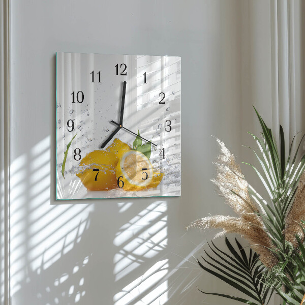 Wanduhr aus glas Zitronen
