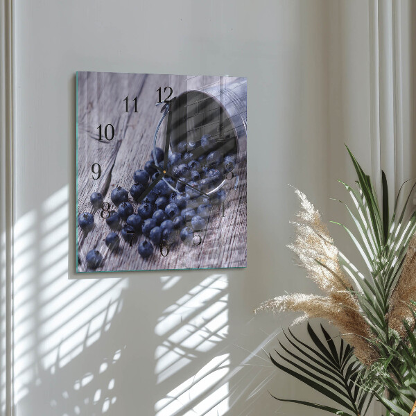 Wanduhr aus glas Blaubeeren