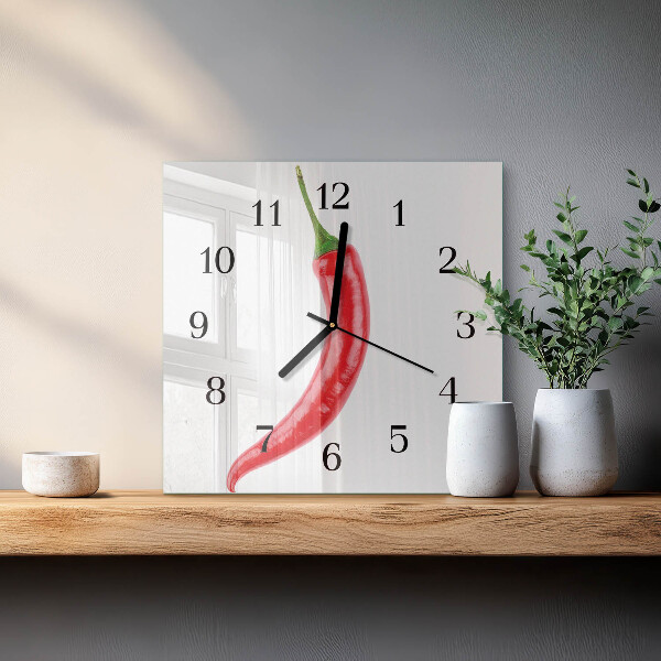 Wanduhr aus glas Chili-Pfeffer