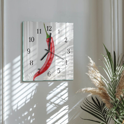 Wanduhr aus glas Chili-Pfeffer
