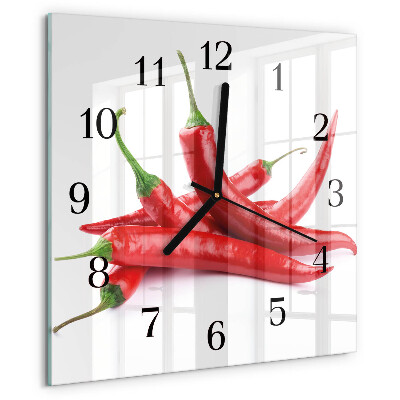 Wanduhr aus glas Chilischoten