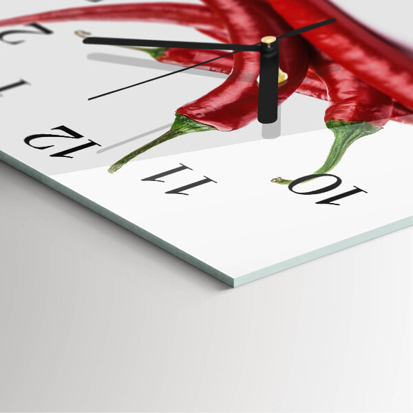 Wanduhr aus glas Chilischoten