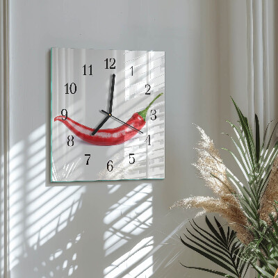 Wanduhr aus glas Chili-Pfeffer