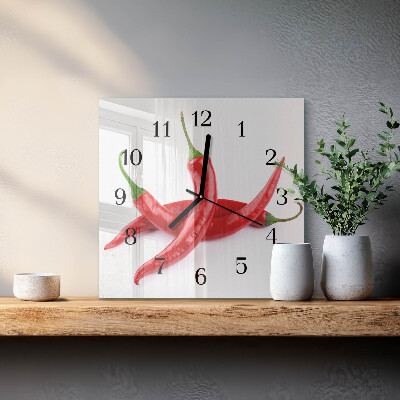 Wanduhr aus glas Chilischoten