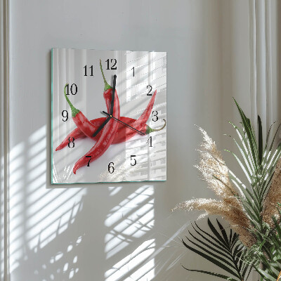 Wanduhr aus glas Chilischoten