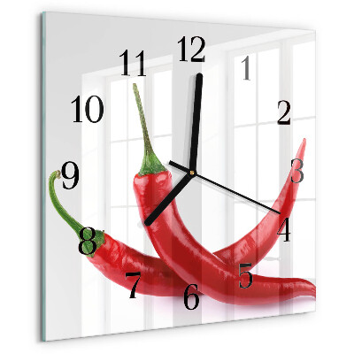 Wanduhr aus glas Chilischoten