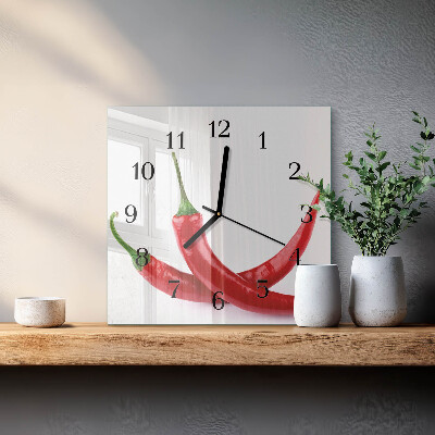 Wanduhr aus glas Chilischoten