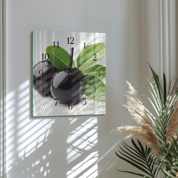 Wanduhr aus glas Oliven
