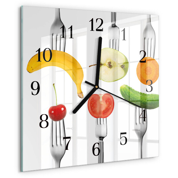 Wanduhr aus glas Obst