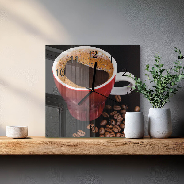 Wanduhr aus glas Tasse Kaffee