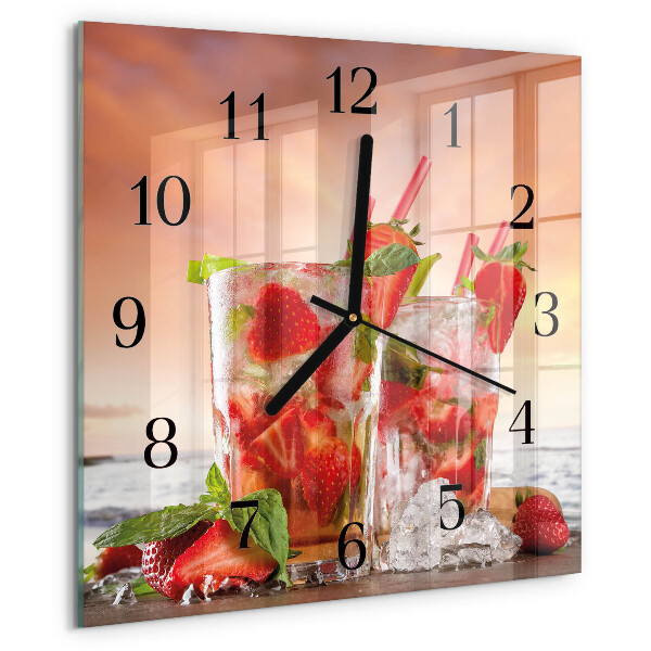 Wanduhr aus glas Erdbeeren