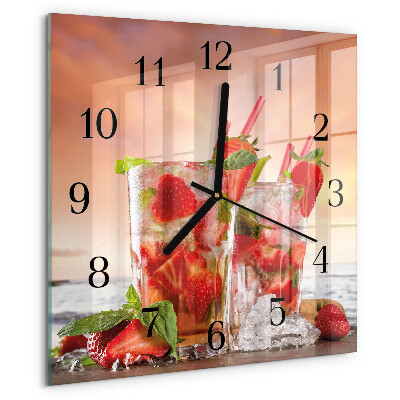 Wanduhr aus glas Erdbeeren
