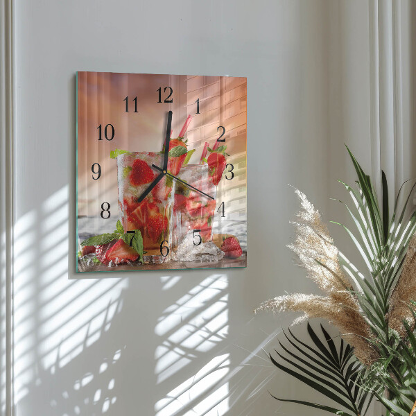 Wanduhr aus glas Erdbeeren