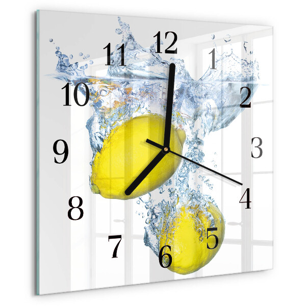 Wanduhr aus glas Zitronen in Wasser