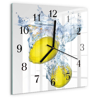 Wanduhr aus glas Zitronen in Wasser
