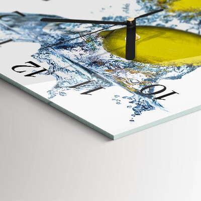 Wanduhr aus glas Zitronen in Wasser