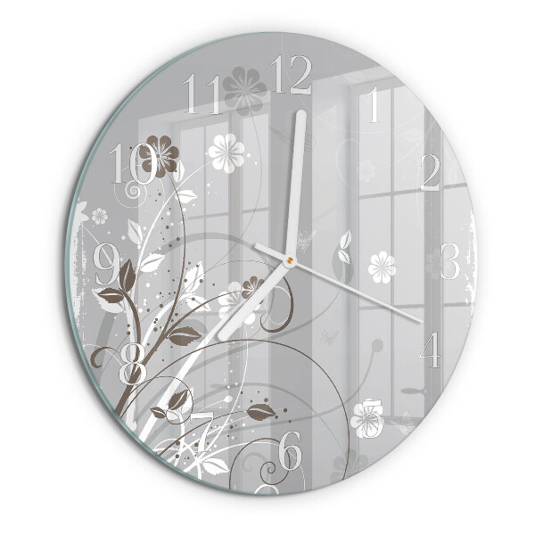 Glas wanduhr Blumen