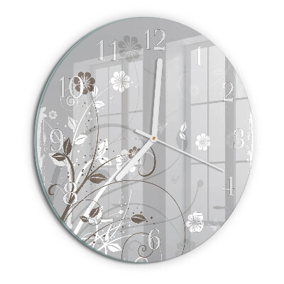 Glas wanduhr Blumen