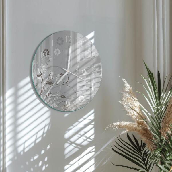 Glas wanduhr Blumen