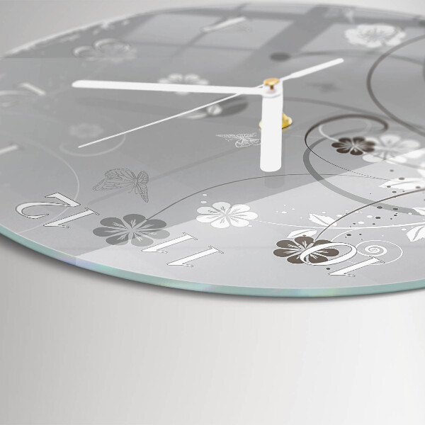 Glas wanduhr Blumen